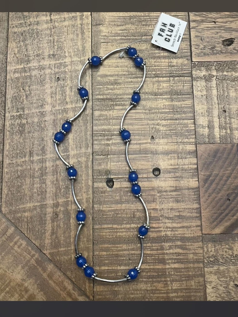 blue beaded necklace from the Ganz Fan Club collection